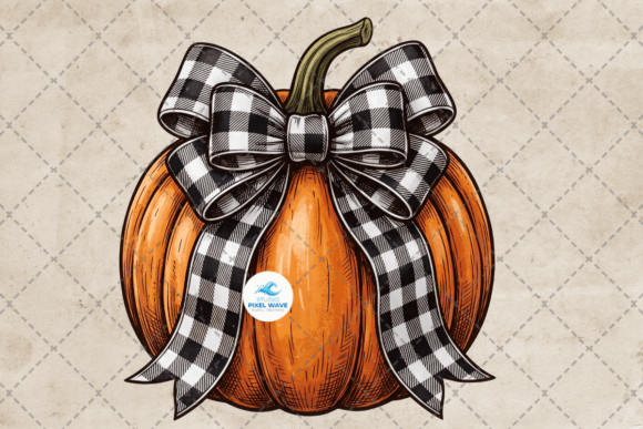 Download Checkered Coquette Fall Pumpkin Png - Premium Bundle